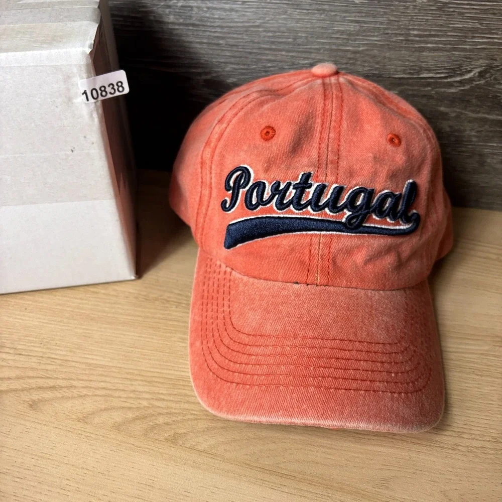Portugal Hat Cap Strap Back Orange Vintage Wash Outdoors Adjustable